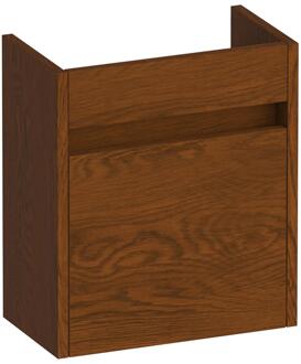 Brauer Adore Fonteinkast - 40 cm - met 1 Deur Greeploos Rechtsdraaiend - Lamellen Eiken Bruin