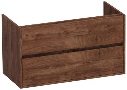 Brauer Adore - Onderkast - 100 cm - met 2 Softclose Lades Greeploos en 1 Sifon Uitsparing - Forest Cacao