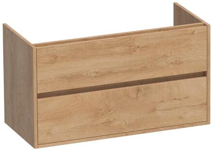 Brauer Adore - Onderkast - 100 cm - met 2 Softclose Lades Greeploos en 1 Sifon Uitsparing - Forest Tan