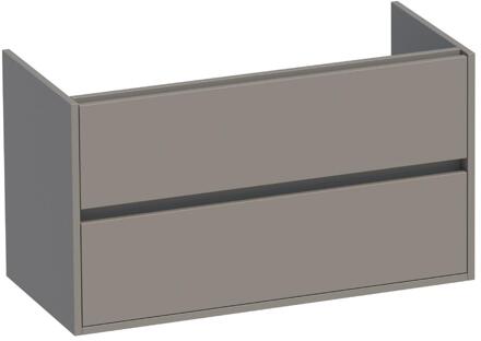 Brauer Adore - Onderkast - 100 cm - met 2 Softclose Lades Greeploos en 1 Sifon Uitsparing - Mat Taupe
