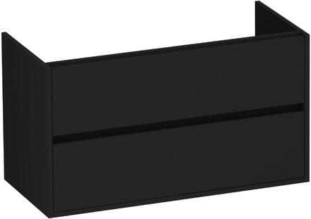 Brauer Adore - Onderkast - 100 cm - met 2 Softclose Lades Greeploos en 1 Sifon Uitsparing - Mat Zwart