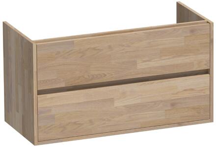 Brauer Adore - Onderkast - 100 cm - met 2 Softclose Lades Greeploos en 1 Sifon Uitsparing - Vingerlas Eiken Grijs