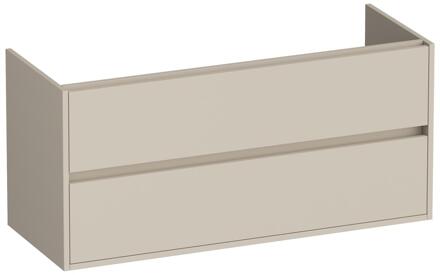 Brauer Adore - Onderkast - 120 cm - met 2 Softclose Lades Greeploos en 1 Sifon Uitsparing - Mat Beige