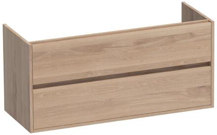 Brauer Adore - Onderkast - 120 cm - met 2 Softclose Lades Greeploos en 2 Sifon Uitsparingen - Lamellen Eiken Naturel