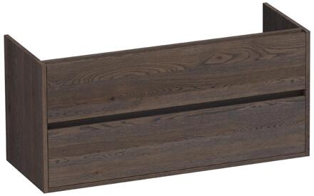 Brauer Adore - Onderkast - 120 cm - met 2 Softclose Lades Greeploos en 2 Sifon Uitsparingen - Lamellen Eiken Zwart