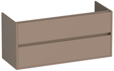 Brauer Adore - Onderkast - 120 cm - met 2 Softclose Lades Greeploos en 2 Sifon Uitsparingen - Mat Mokka