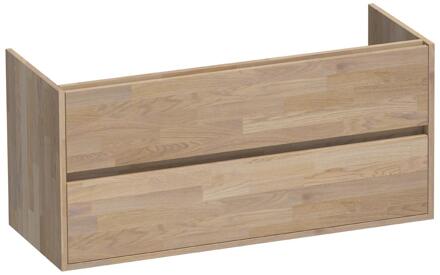 Brauer Adore - Onderkast - 120 cm - met 2 Softclose Lades Greeploos en 2 Sifon Uitsparingen - Vingerlas Eiken Grijs