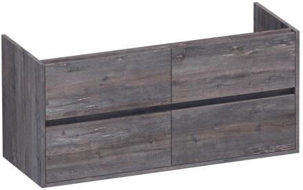 Brauer Adore - Onderkast - 120 cm - met 4 Softclose Lades Greeploos en 2 Sifon Uitsparingen - Driftwood