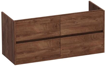 Brauer Adore - Onderkast - 120 cm - met 4 Softclose Lades Greeploos en 2 Sifon Uitsparingen - Forest Cacao