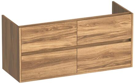 Brauer Adore - Onderkast - 120 cm - met 4 Softclose Lades Greeploos en 2 Sifon Uitsparingen - Honey