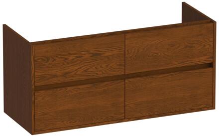 Brauer Adore - Onderkast - 120 cm - met 4 Softclose Lades Greeploos en 2 Sifon Uitsparingen - Lamellen Eiken Bruin