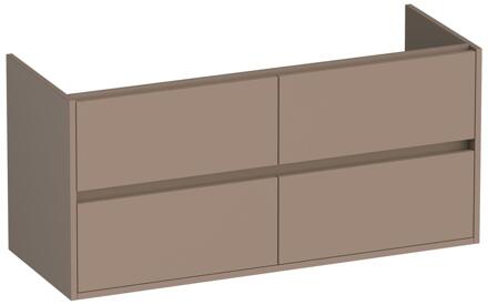 Brauer Adore - Onderkast - 120 cm - met 4 Softclose Lades Greeploos en 2 Sifon Uitsparingen - Mat Mokka