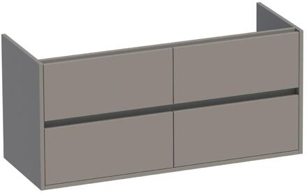 Brauer Adore - Onderkast - 120 cm - met 4 Softclose Lades Greeploos en 2 Sifon Uitsparingen - Mat Taupe