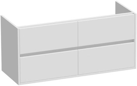 Brauer Adore - Onderkast - 120 cm - met 4 Softclose Lades Greeploos en 2 Sifon Uitsparingen - Mat Wit