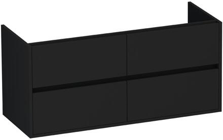 Brauer Adore - Onderkast - 120 cm - met 4 Softclose Lades Greeploos en 2 Sifon Uitsparingen - Mat Zwart