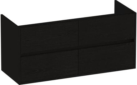 Brauer Adore - Onderkast - 120 cm - met 4 Softclose Lades Greeploos en 2 Sifon Uitsparingen - Timber Black