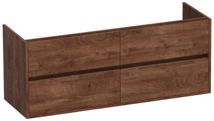 Brauer Adore - Onderkast - 140 cm - met 4 Softclose Lades Greeploos en 2 Sifon Uitsparingen - Forest Cacao