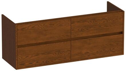 Brauer Adore - Onderkast - 140 cm - met 4 Softclose Lades Greeploos en 2 Sifon Uitsparingen - Lamellen Eiken Bruin