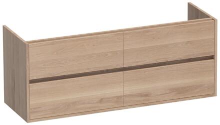 Brauer Adore - Onderkast - 140 cm - met 4 Softclose Lades Greeploos en 2 Sifon Uitsparingen - Lamellen Eiken Naturel