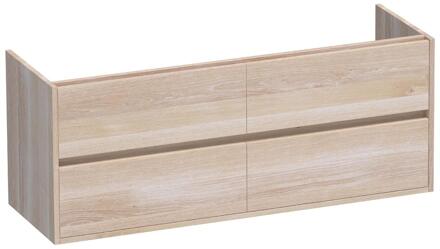 Brauer Adore - Onderkast - 140 cm - met 4 Softclose Lades Greeploos en 2 Sifon Uitsparingen - Lamellen Eiken Wit