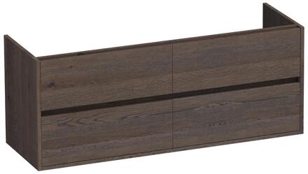 Brauer Adore - Onderkast - 140 cm - met 4 Softclose Lades Greeploos en 2 Sifon Uitsparingen - Lamellen Eiken Zwart