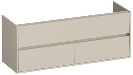 Brauer Adore - Onderkast - 140 cm - met 4 Softclose Lades Greeploos en 2 Sifon Uitsparingen - Mat Beige
