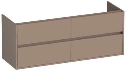 Brauer Adore - Onderkast - 140 cm - met 4 Softclose Lades Greeploos en 2 Sifon Uitsparingen - Mat Mokka