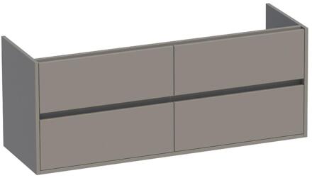 Brauer Adore - Onderkast - 140 cm - met 4 Softclose Lades Greeploos en 2 Sifon Uitsparingen - Mat Taupe