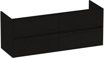 Brauer Adore - Onderkast - 140 cm - met 4 Softclose Lades Greeploos en 2 Sifon Uitsparingen - Timber Black