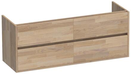 Brauer Adore - Onderkast - 140 cm - met 4 Softclose Lades Greeploos en 2 Sifon Uitsparingen - Vingerlas Eiken Grijs