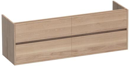 Brauer Adore - Onderkast - 160 cm - met 4 Softclose Lades Greeploos en 2 Sifon Uitsparingen - Lamellen Eiken Naturel