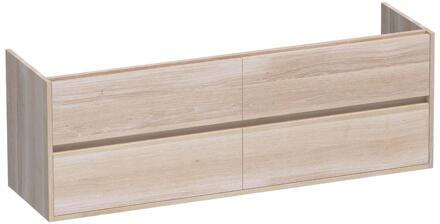 Brauer Adore - Onderkast - 160 cm - met 4 Softclose Lades Greeploos en 2 Sifon Uitsparingen - Lamellen Eiken Wit