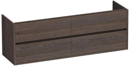 Brauer Adore - Onderkast - 160 cm - met 4 Softclose Lades Greeploos en 2 Sifon Uitsparingen - Lamellen Eiken Zwart