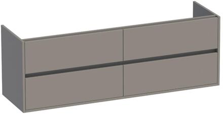 Brauer Adore - Onderkast - 160 cm - met 4 Softclose Lades Greeploos en 2 Sifon Uitsparingen - Mat Taupe