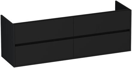 Brauer Adore - Onderkast - 160 cm - met 4 Softclose Lades Greeploos en 2 Sifon Uitsparingen - Mat Zwart