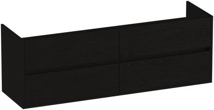 Brauer Adore - Onderkast - 160 cm - met 4 Softclose Lades Greeploos en 2 Sifon Uitsparingen - Timber Black