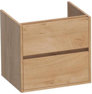 Brauer Adore - Onderkast - 60 cm - met 2 Softclose Lades Greeploos en 1 Sifon Uitsparing - Forest Tan