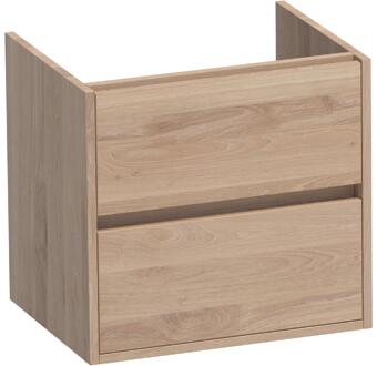 Brauer Adore - Onderkast - 60 cm - met 2 Softclose Lades Greeploos en 1 Sifon Uitsparing - Lamellen Eiken Naturel