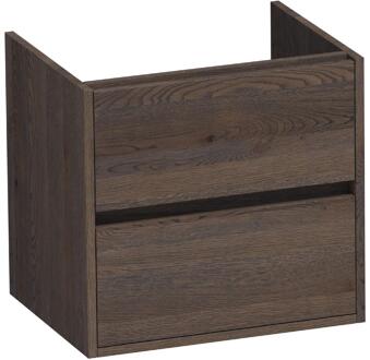 Brauer Adore - Onderkast - 60 cm - met 2 Softclose Lades Greeploos en 1 Sifon Uitsparing - Lamellen Eiken Zwart