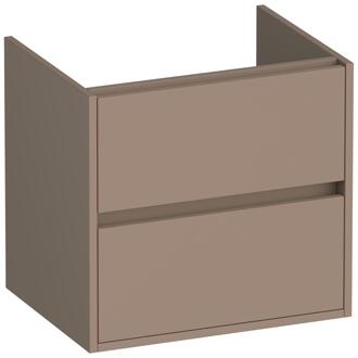 Brauer Adore - Onderkast - 60 cm - met 2 Softclose Lades Greeploos en 1 Sifon Uitsparing - Mat Mokka