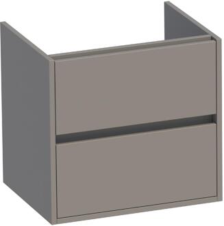 Brauer Adore - Onderkast - 60 cm - met 2 Softclose Lades Greeploos en 1 Sifon Uitsparing - Mat Taupe