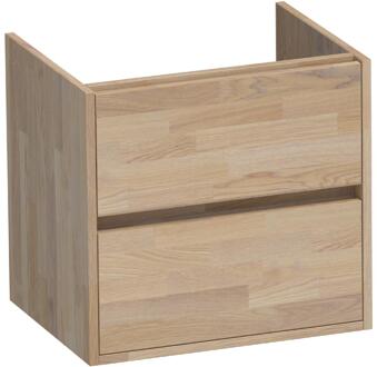 Brauer Adore - Onderkast - 60 cm - met 2 Softclose Lades Greeploos en 1 Sifon Uitsparing - Vingerlas Eiken Grijs