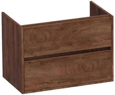 Brauer Adore - Onderkast - 80 cm - met 2 Softclose Lades Greeploos en 1 Sifon Uitsparing - Forest Cacao