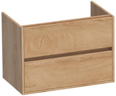 Brauer Adore - Onderkast - 80 cm - met 2 Softclose Lades Greeploos en 1 Sifon Uitsparing - Forest Tan