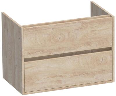 Brauer Adore - Onderkast - 80 cm - met 2 Softclose Lades Greeploos en 1 Sifon Uitsparing - Forest Wheat