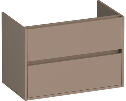 Brauer Adore - Onderkast - 80 cm - met 2 Softclose Lades Greeploos en 1 Sifon Uitsparing - Mat Mokka