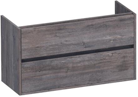 Brauer Adore - Onderkast Ondiep - 100 cm - met 2 Softclose Lades Greeploos en 1 Sifon Uitsparing - Driftwood