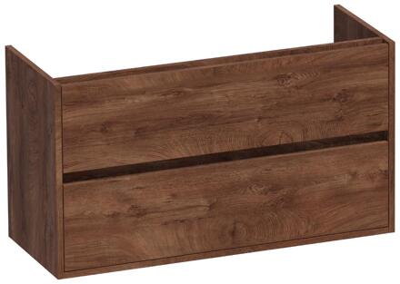 Brauer Adore - Onderkast Ondiep - 100 cm - met 2 Softclose Lades Greeploos en 1 Sifon Uitsparing - Forest Cacao