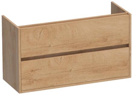 Brauer Adore - Onderkast Ondiep - 100 cm - met 2 Softclose Lades Greeploos en 1 Sifon Uitsparing - Forest Tan