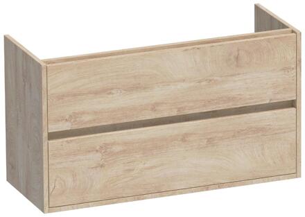 Brauer Adore - Onderkast Ondiep - 100 cm - met 2 Softclose Lades Greeploos en 1 Sifon Uitsparing - Forest Wheat